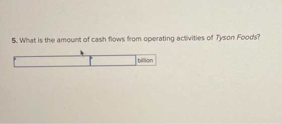 5. What is the amount of cash flows from operating activities of Tyson Foods? billion