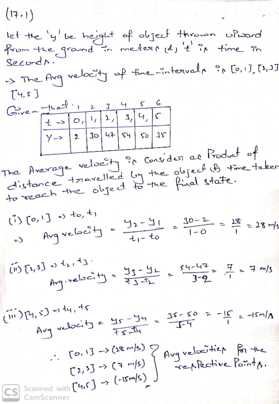 (1761) let the y be height of object thrown opward from the ground in medero (&,t in time in Seconds The Ang relocity of t