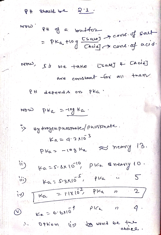 PH Should be 21. Now RH 4 с buffer PEG, Flo *°a Esats acone of salt CAcid] cone of acid. Now, st we take Esalt] & Caeld] cons