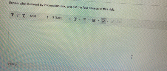 Explain what is meant by information risk, and list the four causes of this risk. * *** TTT Arial 3(12pt; T. 3 • E 9 . 33 ***