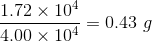 od 1.72 × 104 4.00 x 10 = 0.43 g