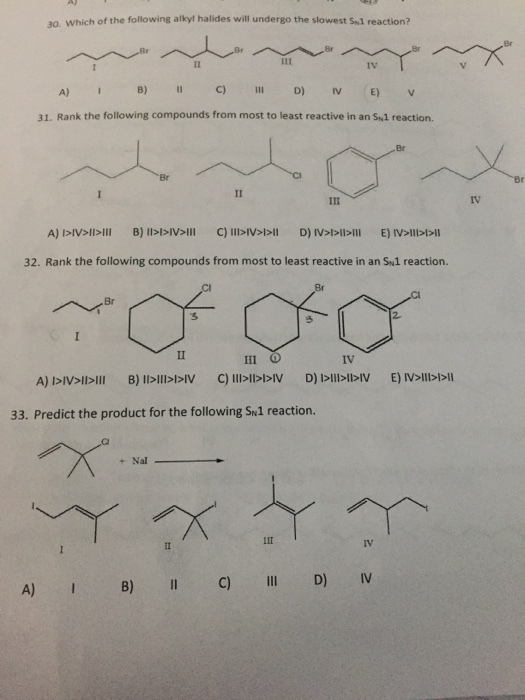 Which of the following alkyl halides will undergo