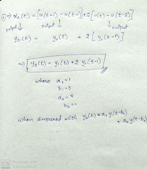 074,16) = (ult : i) - ult-)+2 [uce) - ult-2)] output I Youtput output to Yz (t) = 9,(t) + 2 [ y,ct-:)] -> 42(t) = y; (t) +2 y