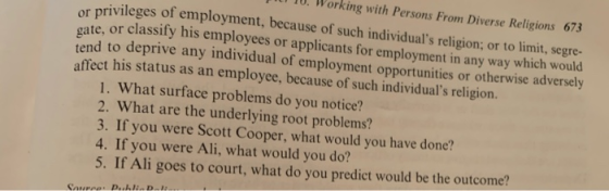 U JU. Working with Persons From Diverse Religions 673 or privileges of employment, because of such individuals religion; or