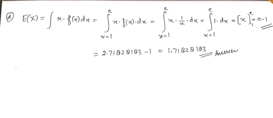 @ E(X)= S zgrade = 3 Spoden fer ser funde-cefont (7 = 2.71828183-1 1,71828103 Auswer