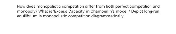 How does monopolistic competition differ from both perfect competition and monopoly? What is Excess Capacity in Chamberlin