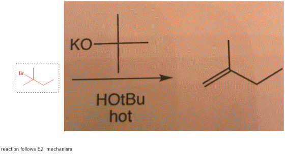 Ко- Br HOTBU hot reaction follows E2 mechanism