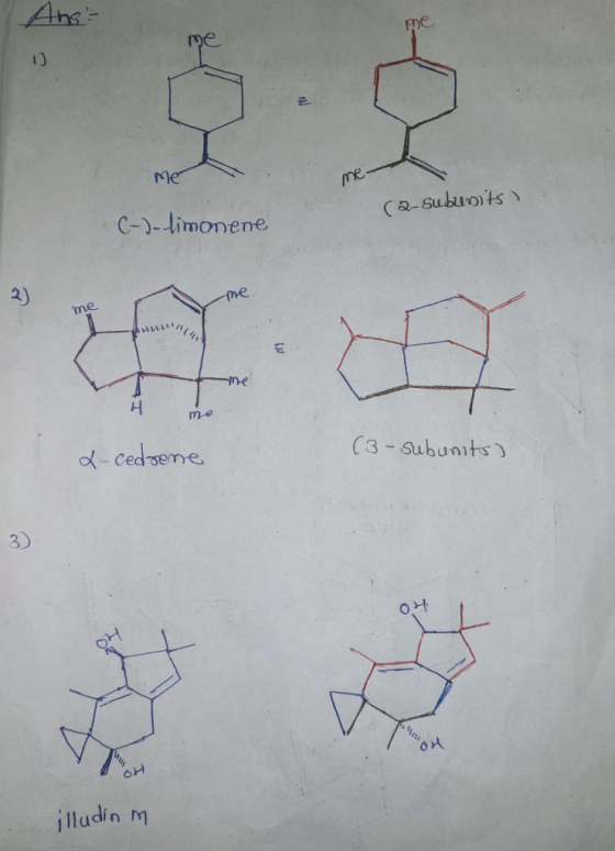 (Ans me me ] Me (2-subunits (-)-limonene TW me me 2- cedrene (3- subunits) AH illudin m