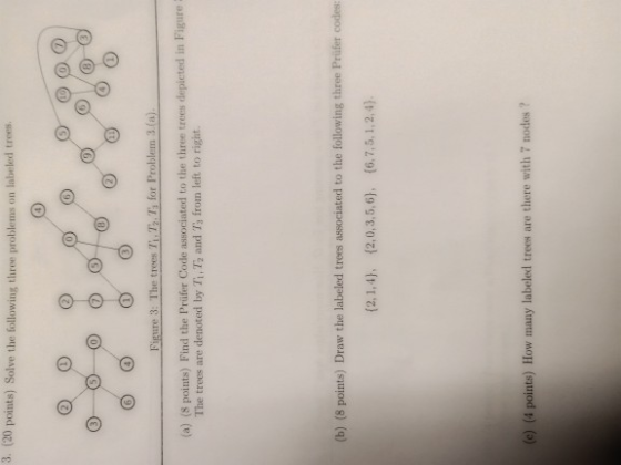 3. (20 points) Solve the following three problems on labeled trees 8) (3 Figure 3: The trees Th. T. Ti for Problem 3 (a). (a)
