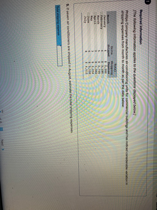! Required information The following information applies to the questions displayed below.) Phillips Company manufactures air