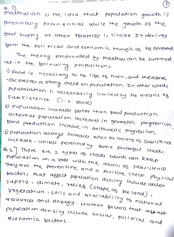 100 un 100 il IDMONTOX SSBWIU, U malth wian is the idea that chuu ico population growth is potentially exponential while the