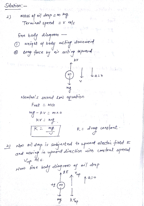 Solution :- Terminal speed v s ree body diosram dowe Nleuotons second Lg uaib ! and Movi upward directionwith constant speed