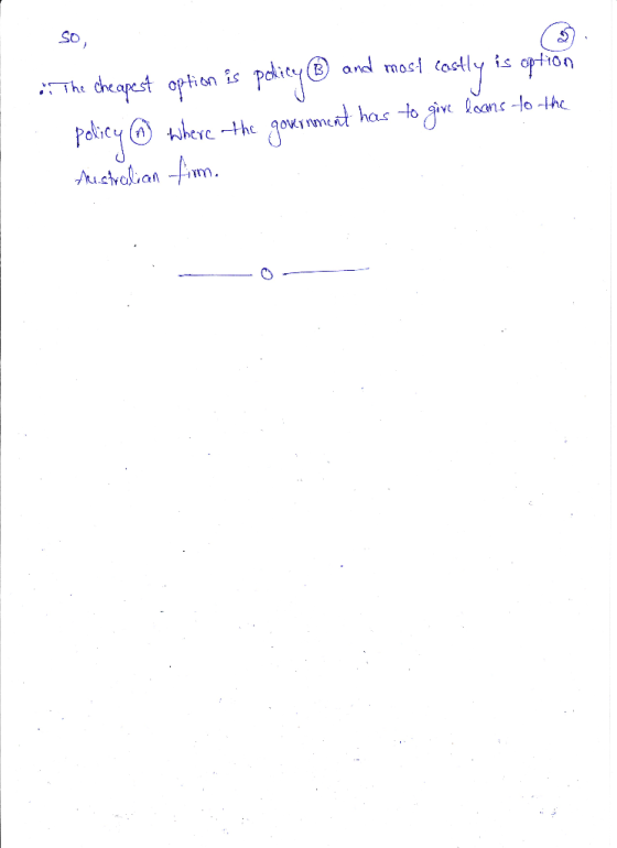 So, 2. The cheapest option is policy & and most castly is option policy where the government has to give loans to the Austral