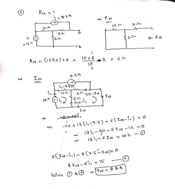 1 RN = 7.55 121 12 3r por =12V ob 12 x 6 RN = (12116) + 2 2 3 7.5A 여 IN -7.5A n i , 12r ar 7.5-In & IN (2 V or to IN-i, In »