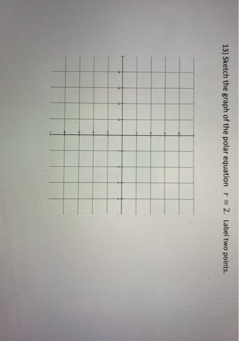 13) Sketch the graph of the polar equation r = 2. Label two points.