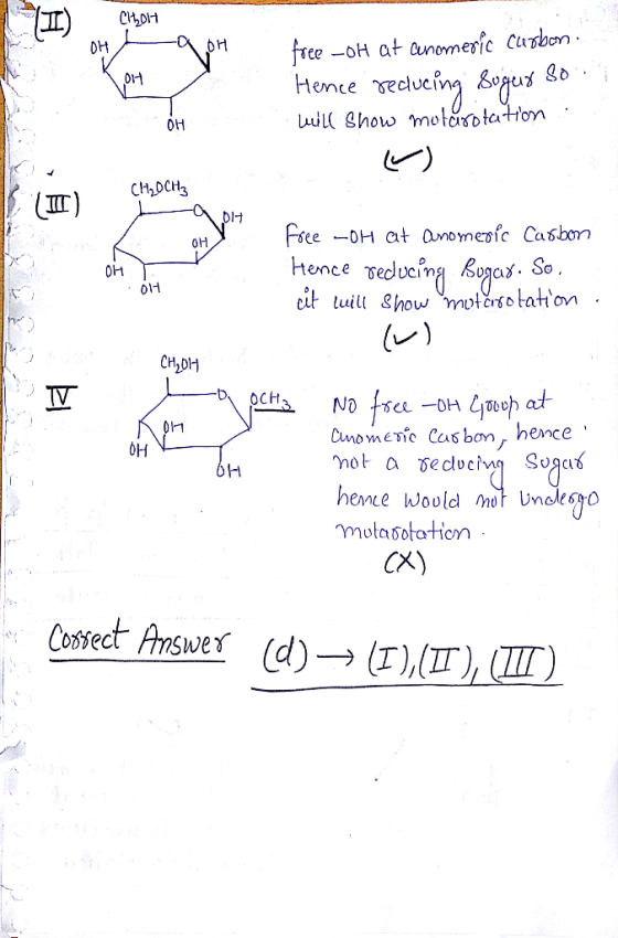 CH2OH DH a oH Kot . free -OH at anomeric carbon Hence reclucing sugur so will show motarotation W CH2DCH3 OH OH free -OH at a