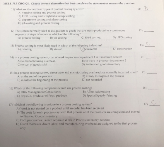 MULTIPLE CHOICE. Choose the one alternative that best completes the statement or answers the question. 11) What are the two b
