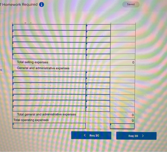 Homework Required i Saved Total selling expenses General and administrative expenses 1 TT Total general and administrative ex