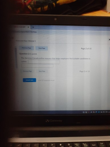 4501776/View Atst1 Med Paper Page 2 of 15 Question 21 point The Services Canada al resource that he semplovers find suitable