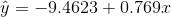 y = -9.4623 +0.769.c