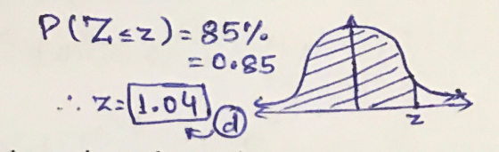 P(Zsz)=85% =0.85