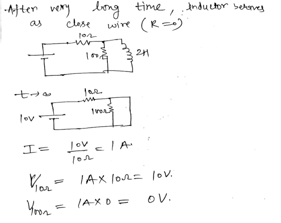Atten very Aetng time inductor behaves clase wire (K) as WN 2H ww | A- |AX 102E oV OV TA-X D =