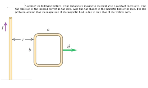 Consider the following picture. If the rectangle is moving to the right with a constant speed of v. Find the direction of the