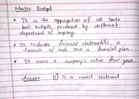 Master Budget Cowex Tt (auel budgets produad by different department of pany Hhe gegation of all taancial statemehts and a Tt