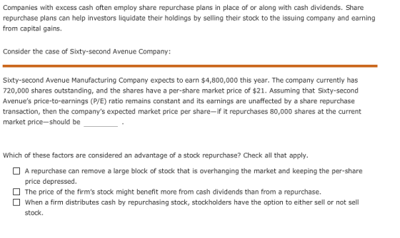 Companies With Excess Cash Often Employ Share Repurchase Plans In Place Of Or Along With Cash 