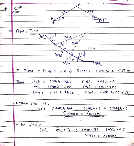 soin ;- 3m A fig-q :- Ti=0 IC (VO), \ 30 YBIIL 760 rupt relie V (WBO, o 60 30 CVW)2 (VC) BILL = rei = 3m & delle = 3 sin so =