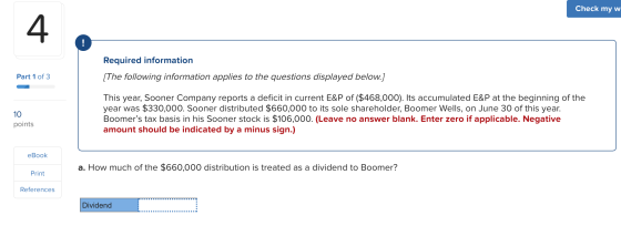 Check my w Required information [The following information applies to the questions displayed below.] Part 1 of 3 10 This yea