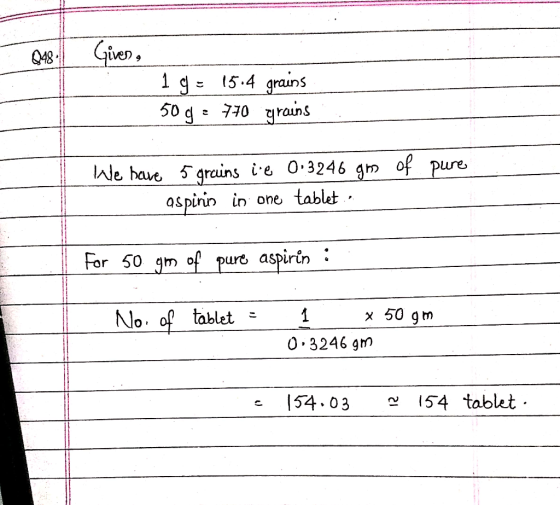 Q48 1 d 50 5.4 qrauns 770 낍rans い巳 0.3246 øh» pure Qsp inin in one tablet For 50 qm o f purt aspirin i No. of tablet- i x 50