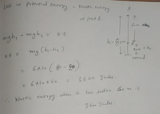 Loss in potential enerzy - Kinetic energy A at point B. Gom tetona migh, -mghz z kie h = 8om B Chi-he) rom h mg KE 2 round 6X