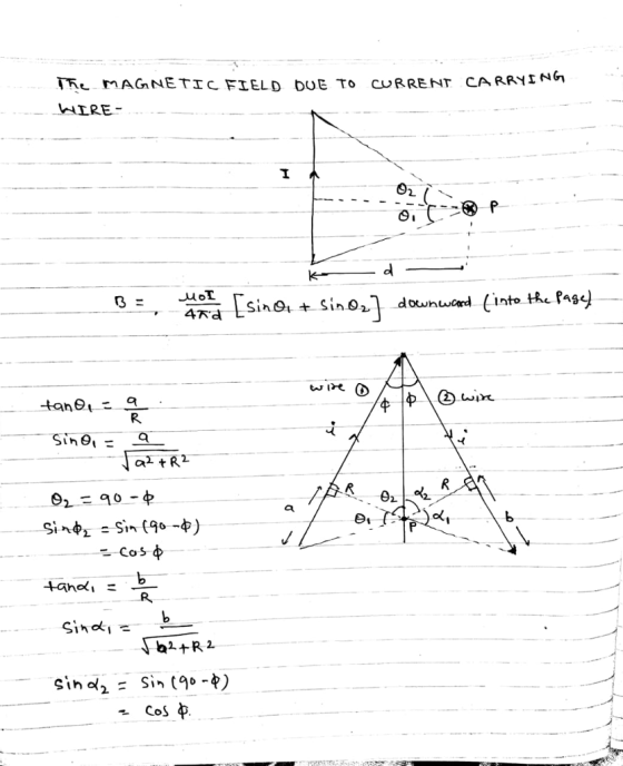 1 mAGNETIC FI EL D DUE TO CURRENT CA RRYING Juot B- , aoT [SinA + SÍ%) dounuord (intok.rag dotwh at R2 CoS