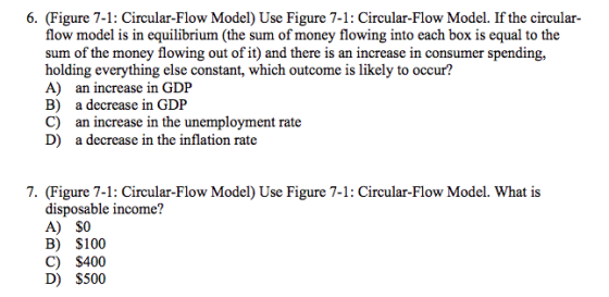 6. (Figure 7-1: Circular-Flow Model) Use Figure 7-1: Circular-Flow Model. If the circular- flow model is in equilibrium (the
