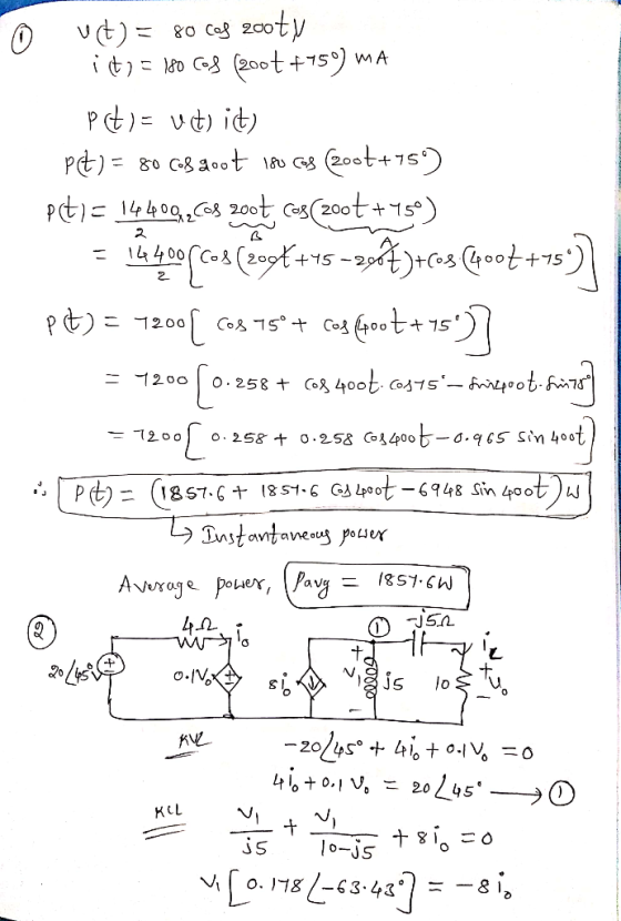 vt)go Caf 200ty it) o (20ot+15) mA P)=vd) it) Pt-1460,8 200t as200ot1) = 14400C3(2+15-29f)+C05 Q400t+75*) 2 pt 1200 Co SC00E+