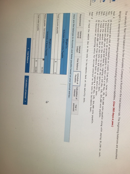 The January 1, Year 1 trial balance for the Gonzalez Company is found on the trial balance tab. The beginning balances are as
