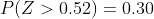 P(Z>0.52)=0.30