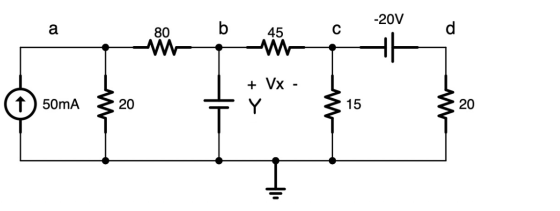 -20V a 80 b 45 d 050mA + Vx - Y 20 15 20