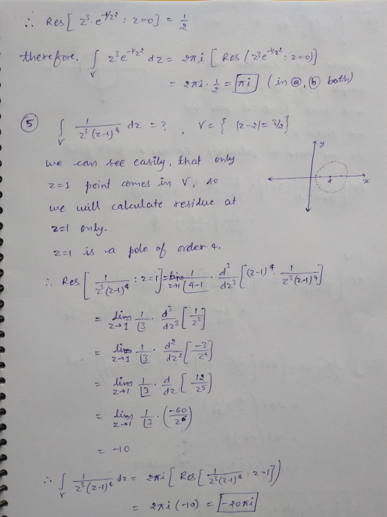 Res[ 23. 6/22 : 220] 61- top therefore, sze : 22 v dz=ani [Res (zet - 25.2. 1 2 = (ni (in @ (5 both) 5 s teje dz = ? ra {12-2