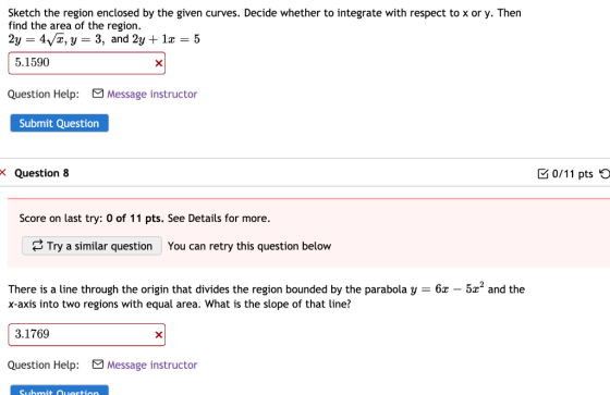 Sketch the region enclosed by the given curves. Decide whether to integrate with respect to x or y. Then find the area of the