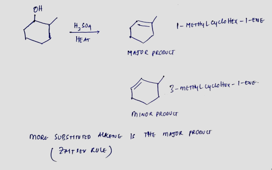 |-METHYL Cyclo HEX - I-ENE H₂SO4 HEAT MATOR PRODUCT 3-METHYL Cyclotex-1-ENE. 3-mi rane peste MINOR PRODUCT MORE SUBSTINED ALL