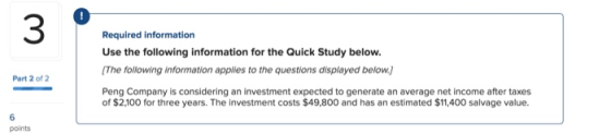 Required information Use the following information for the Quick Study below. The following information applies to the questi