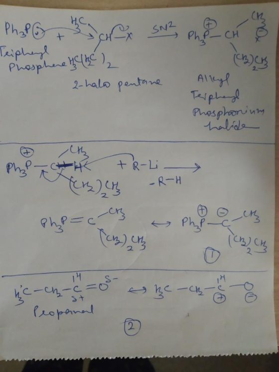Pho6 TaiplA Phosplne Mhe2 SN2 Ph f + CH Alleyd Taf pleg Phosphonin 2-halo pentane haliale +R-Li AK - R-H 2. Ph.p ropannl