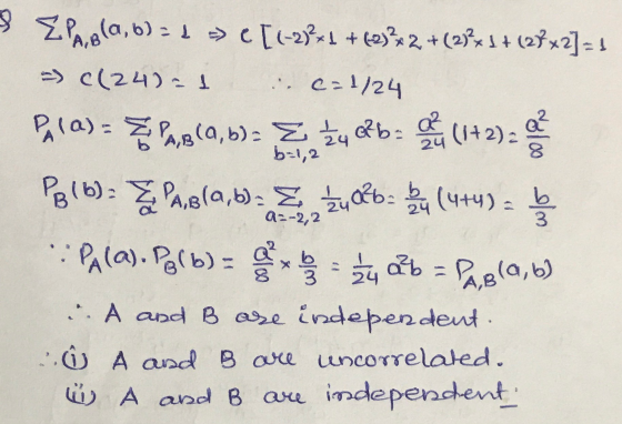 b=1,2 § E Pabla, b) = 1 -> ( [(-23+1 +6233x2+(2344+ (27*2] = { = c( 24)=1 c=1/24 Paras - E Pre(a,b); E žydba o t (1+2): Pigib
