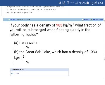 If your body has a density of 985 kg/m^3, what fra