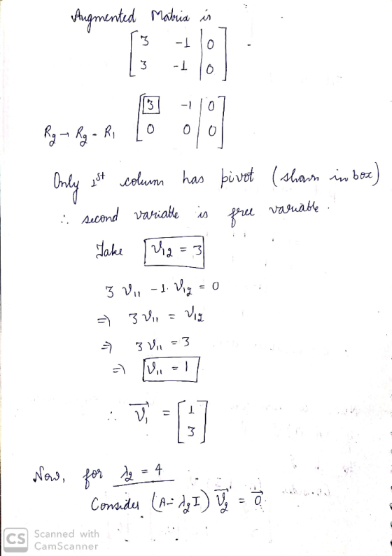 Augmented Matrix is 13 -110 [ 3 -110 Rgr Rg - Ri lo olol Only 1st colum has pivot (shown in box) : second variable is free va