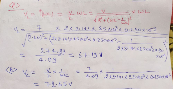 x WL V = Show Wc (1260) + (283 V WL- I NO √ R² + (WL-tc/2 7 x 2x 3.141 x 25x13x0.250x103 (2.60)²+ (21 31 14 1x 25 x 10 x 0.25