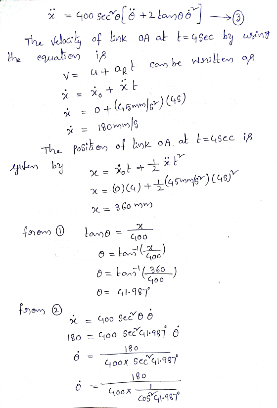 X: eu Goo secol ö +2 tanool] The velocity of link of at t= 4 sec by using the equation is Weritten as be V= ät hi ut art can