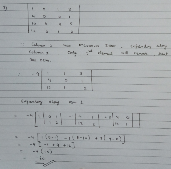 11 12 2 Column . Maximum expamdry alory has Zeros 2 Column 2 elemut Only will Jraet reman. ane zero . -4 3 4 1 12 2 Exp amdun